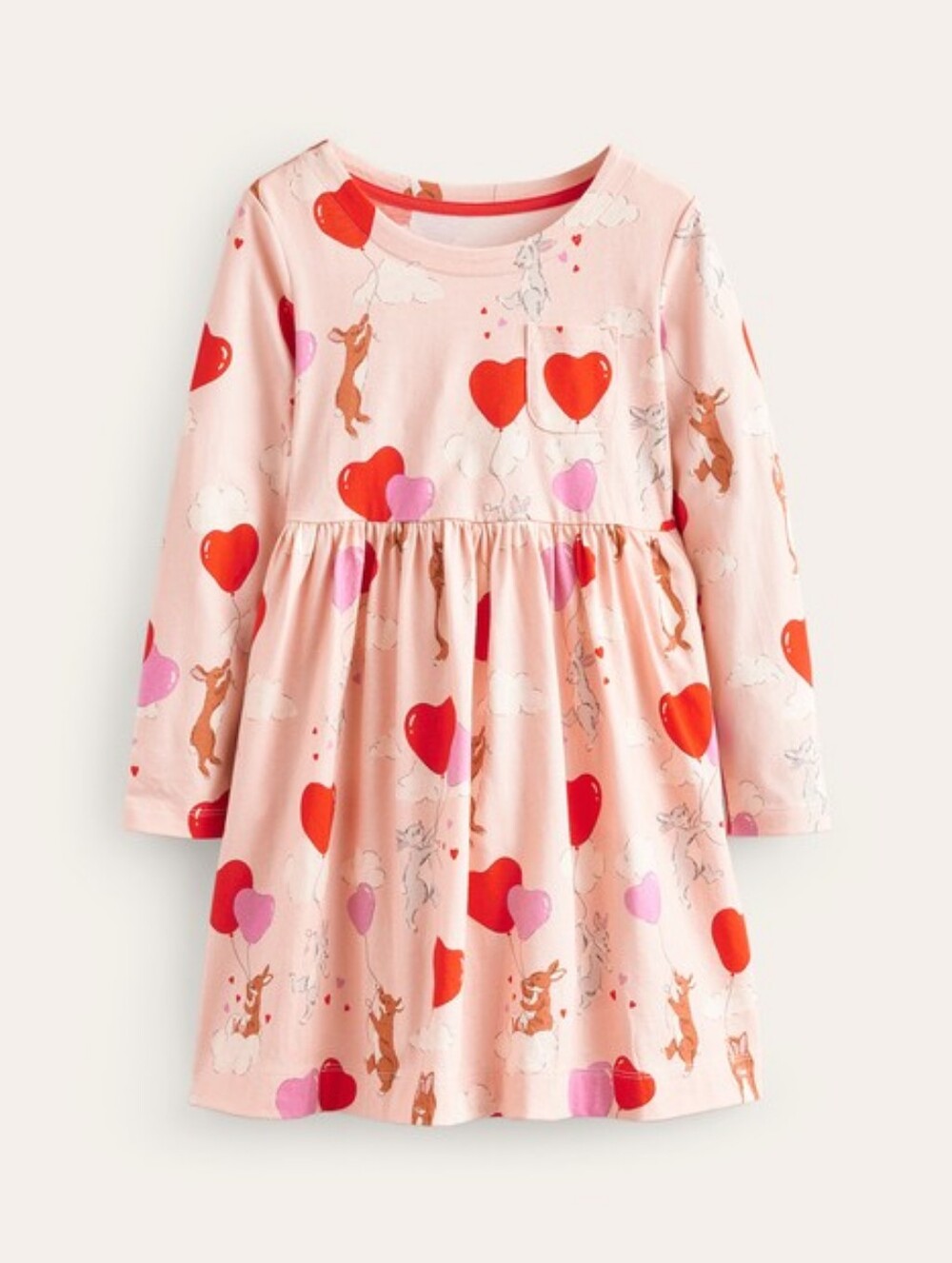Mini Boden Pink Bunnies Hearts Balloons Valentine's Dress